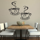 Double Coffee Cups Wall Stickers Beautiful Design tea Cups