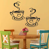 Double Coffee Cups Wall Stickers Beautiful Design tea Cups
