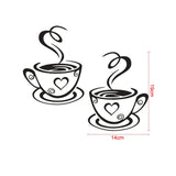 Double Coffee Cups Wall Stickers Beautiful Design tea Cups